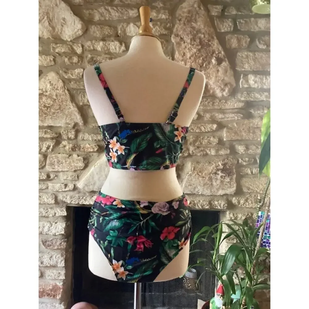 SHEIN Tropical Floral High Waist Bikini Set - Size XL